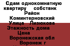 Сдам однокомнатную квартиру.  (собствнк). › Район ­ Коминтерновский › Улица ­ Лизюкова › Этажность дома ­ 9 › Цена ­ 13 000 - Воронежская обл., Воронеж г. Недвижимость » Квартиры аренда   . Воронежская обл.